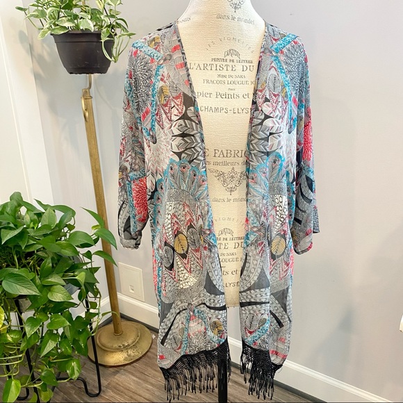 Persaya Bohemian Sheer Kimono Beach Coverup - Picture 1 of 14